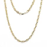 Floreo 10k Yellow Gold 2.5mm Solid Multi Diamond Cut Rope Chain Necklace, 20 Inch