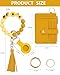 Sunpour Wallet Keychain Wristlet,Airtag Wristlet Wallet for Women RFID Credit Card Holder with boho beaded Cute Key Chains for Women(Yellow)