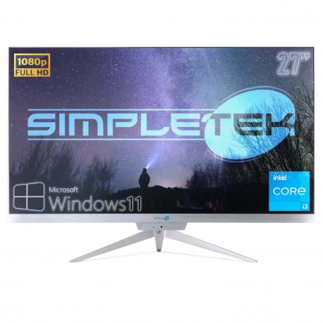 SIMPLETEK PC All in One RGB Core i3 Windows 11 Pro 27" Full HD RAM 16 GB SSD 2 TB | Webcam Integrata, WiFi5, Bluetooth | Computer Fisso Desktop