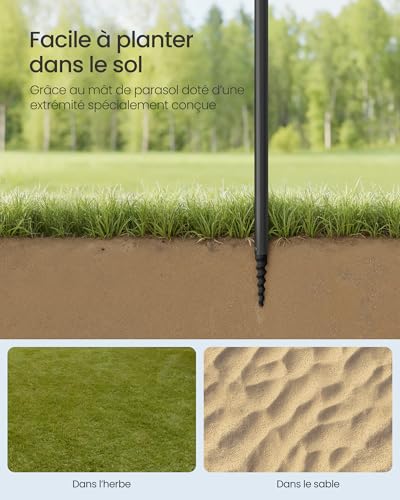 Parasol 160 cm UPF 50+ avec tablette, SONGMICS