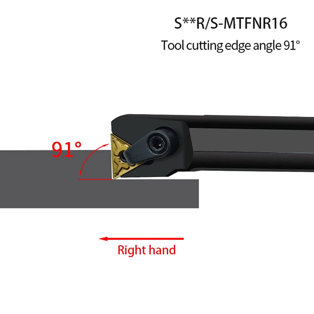 1" S25S- MTFNR16 + 1PC TNMG332-MA Lathe Internal Turning & Profiling Tool Holder Main Angle 91° Holder Lathe Cutting Tools for 60° Triangle Carbide Inserts TNMG33 (S25S-MTFNR16)