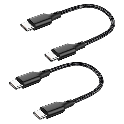 2PCS Ultra-Short USB C To USB C Cable Braided 60W Fast Charging Cable C To CCable Short USB CCable Compatible With iPhone 15/16 Series Samsung Galaxy S23/S22/S21 [30CM]