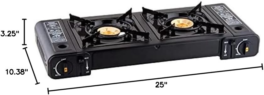 2-Burner High Performance Butane Countertop Range / Portable Stove with Brass Burners (Butane cartridges sold separately. )