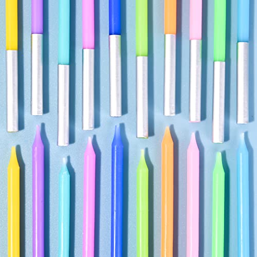 Image of PHD CAKE 40-Count Rainbow Long Thin Birthday Candles, Cake Candles, Birthday Parties, Wedding Decorations, Party Candles