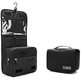 Menoeceus Portable Hanging Travel Toiletry Bag, Large Capacity Men and Women Waterproof Travel Cosmetic Bag, Travel Organizer for Accessories, Full Sized Toiletries Container (Black)