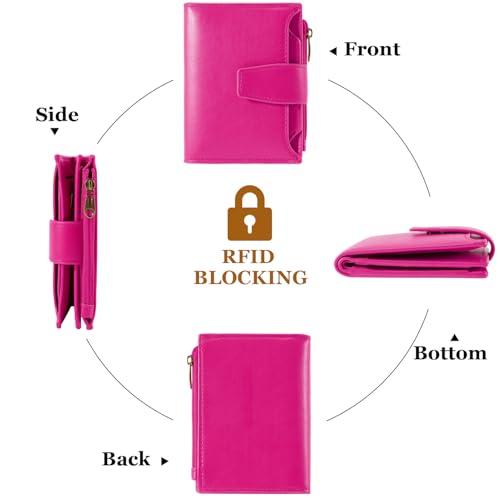 Image of Airkit Small Wallet Women RFID Blocking Soft Leather Bifold Compact Card Holder Wallet for Women with Zipper Coin Pocket 4 ID Window