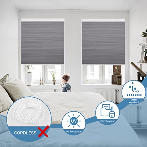 Grandekor Motorized Cellular Shade With Remote,Motorized Blinds 100% Blackout Cordless Smart Honeycomb Blinds With Battery Powered,Dark Gray,34X64 #TOP6