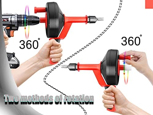 Drain Unblocker Wire Tools 8M Professional Kitchen Sink Unblocker Tool Flexible Plumbing Snake Plug Unblocker Gadget Drain Hair Remover Ideal Drain Auger Steel Spring for Bathroom Shower Pipe Cleaning