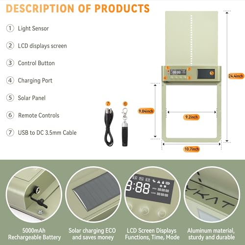 Hipykat Solar Automatic Chicken Coop Door Poultry Auto Electric