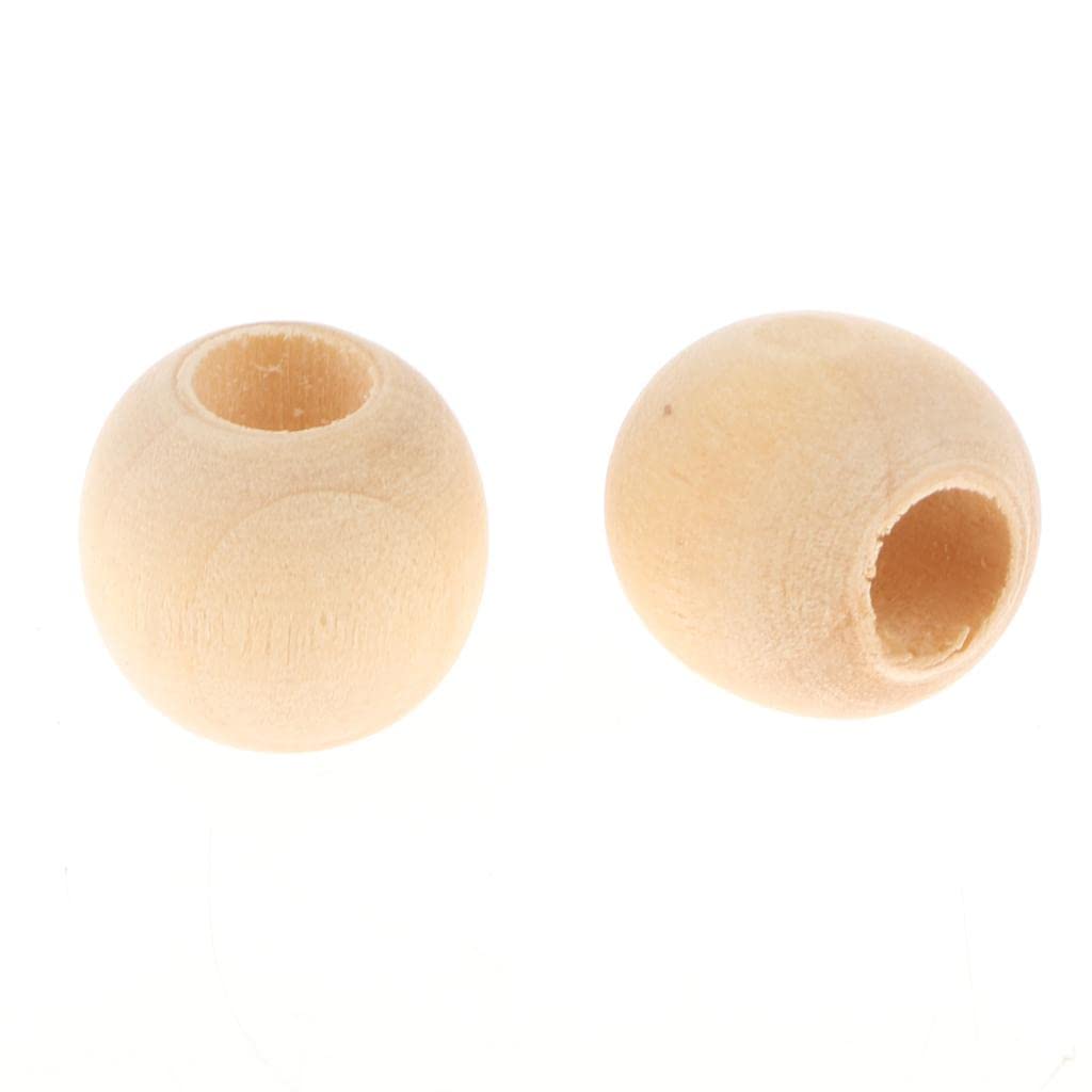 SNAPPSY 100 Pieces Large Hole Round Loose Wooden Beads 12MM-image-37