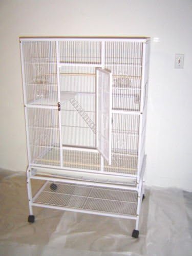 Everila New Bird Parrot Large Cage PCFT32N 32"x20"x53" Cockatiel Conure Finch Parakeet Senegal White