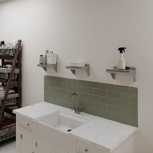 Image of AmGood 6 in. x 10 in. Stainless Steel Wall Shelf | NSF | Metal Shelving | Garage, Laundry, Storage, Utility Room | Restaurant, Commercial Kitchen