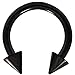 12G (2mm) Black Titanium IP Steel Circular Barbells Horseshoe Rings w/Spike Ends (Sold in Pairs)