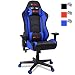 Produktbild MC Star Gaming Racing PC Gamer Stuhl Ergonomisches Hoher Rückenlehne Computerstuhl Schreibtischstuhl Bürostuhl mit Carbonfaser-PU-Leder, 14cm Schwamm, 3D Einstellbar, Enthält Zwei Kissen(Racing Blau)
