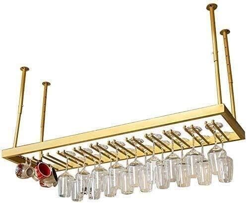 Organizador metal dorado de alta gama con soporte superior para copas de vino