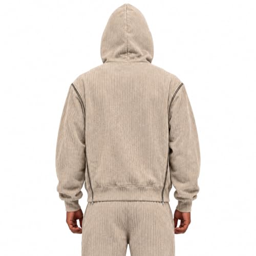 BWSEZDG Corduroy Hoodies for Men Detachable Sleeve Convertible Zip Vest - image 4
