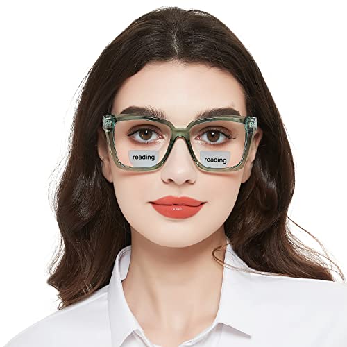 Image of Bifocal Reading Glasses 3.5 Women Men Large Bifocal Computer Readers 1.00 1.25 1.50 1.75 2.00 2.25 2.50 2.75 3.00 3.50 (Clear Green 350)