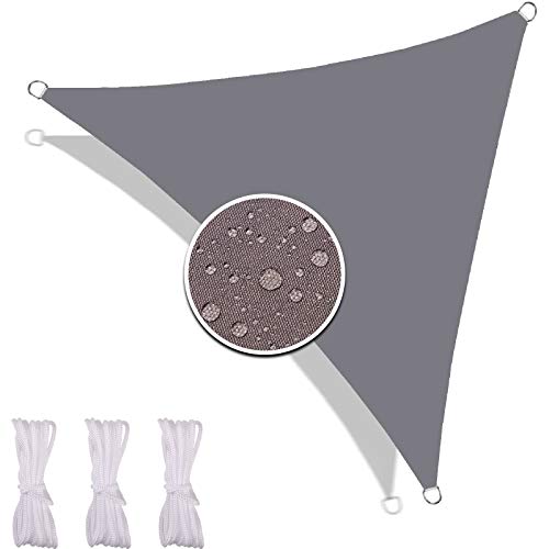 Redfire Voile d'Ombrage Triangle 4X4X4M, Sèche Rapidement Toile Tendue Durable Différentes Tailles Compris Corde Fixation pour Plage Grise