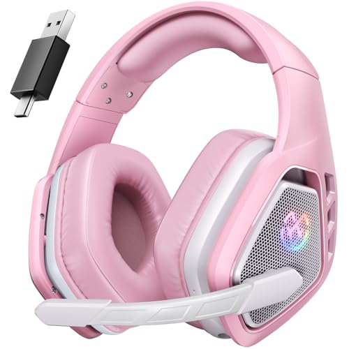 Tatybo Cascos Gaming Inalámbricos 7.1 para Ps5/Ps4/PC, Auriculares Bluetooth con Micrófono con Cancelación de Ruido, 2.4GHz USB C, 40H+ Batería para Switch/Mac/Portátil