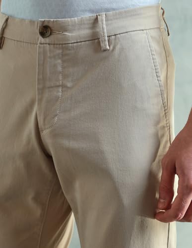 Image of Arrow Sport Men Slim fit Cotton SolidMid Rise waistTrousers