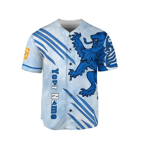 Camiseta personalizada de béisbol de Escocia con León Rampante y Escudo de armas de Escocia