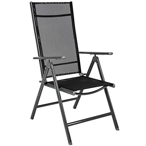 TecTake 800355 Aluminium 6+1 Sitzgarnitur Set, 6 Klappstühle & 1 Tisch mit Glasplatten - Diverse Farben (Dunkelgrau | Nr… – Bild 4