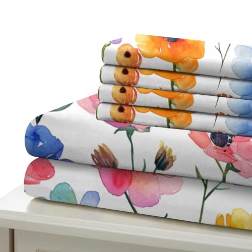 Parure de lit fleurs aquarelle 3D en microfibres douce king size 220x240cm - 6