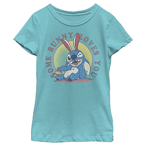 Disney Lilo & Stitch Some Bunny Loves You Girl's Solid Crew Tee