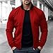 Men's Bomber Jacket Fashion Stylish Lightweight Windbreaker Full Zip Spring Fall Casual Jackets for Men Red