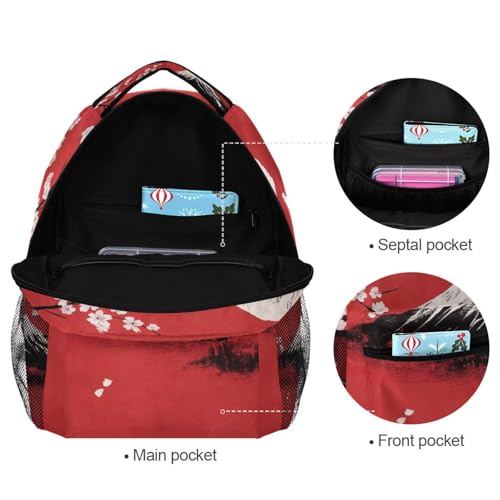 Mountain Cherry Blossoms (02) Laptop Backpack, Lightweight Multi Pockets Book Bag Daypack for Women Men Travel3