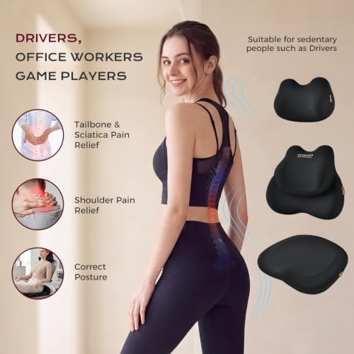 Coverado Car Seat Cushion and Lumbar Support Pillow with Headrest, Memory Foam Cooling Silk Ergonomic Cushion for Driving Back Neck Pain Relief Universal Fit Black51202-headrest-cushion-lumbar-Black by Coverado - Used condition - Image 3