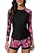 Yateen Women's Long Sleeve Sun Protection Rash Guard Wetsuit Two Piece Swimsuit Set