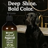 Flamingo hundeshampoo - mit Arganöl - für Hunde mit einen Dunkles Fell 500ml - Geeignet für alle Fell- und Hauttypen - Nährt und pflegt das Fell - Verstärkt die Farbe und Glanz des dunklen Fells