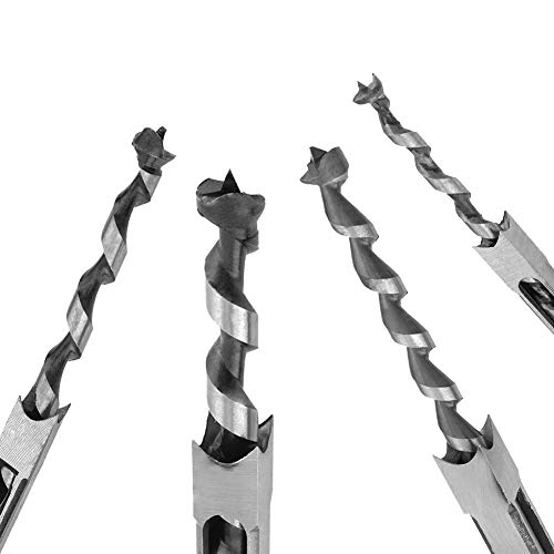 Saiper 4pcs Square Hole Drill Bits Mortising Chisel Set Woodworking Mortise Chisel Square Drill Bit Set (1/4" 5/16" 3/8" 1/2") - Thumbnail 3