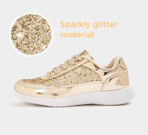 Image of BELOS Women's Glitter Shoes Sparkly Lightweight Metallic Sequins Tennis Shoes Casual Retro Braided Walking Shoes