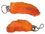 2 Pieces of Orange Color Novelty Real Rabbit Foot Key Chains