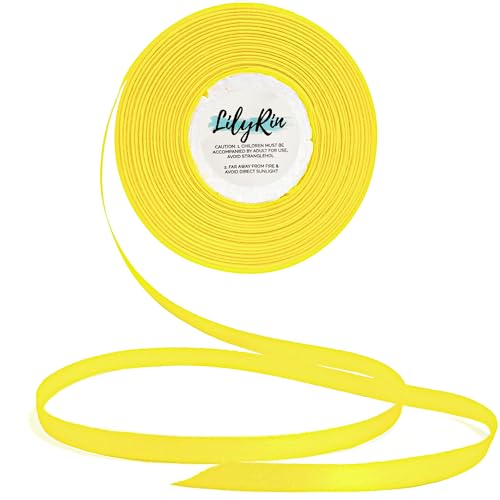 Image of Yellow Ribbon 1 /4 Inches 36 Yards Satin Roll Perfect for Scrapbooking, Art, Wedding, Wreath, Baby Shower, Packing Birthday, Wrapping Christmas or Other Projects Solid