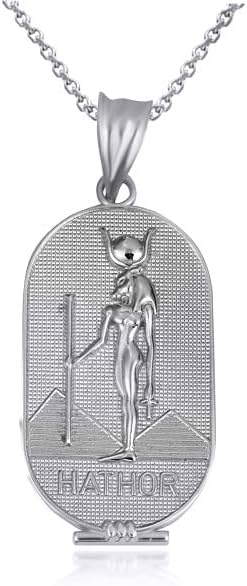 Claddagh Gold Hathor Egyptian Mother Goddess of Love, Beauty and Feminine Power Fine Pendant Necklace Real Solid .925 Sterling Silver