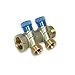Produktbild 2- fach Messing Verteiler, mit Absperrventil blau, Balken mit [1''IG x 1''AG], 2 Abgänge mit 3/4'' EK (Eurokonusanschluss)