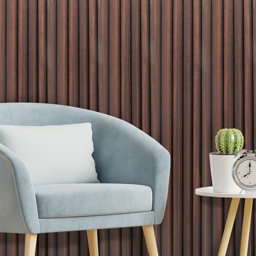 Image of Art3d 108 x 6 in WPC Wood Slat Wall Panels, 3D Wall Accents, 8-Pack, Walnut