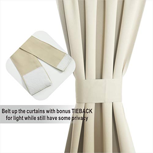 Aquazolax Beige Kitchen Door Curtains - Blackout Small Side Door Panel Curtain for Glass Door Window - 1 Piece with Tieback, 25 inch Wide by 40 inch Long