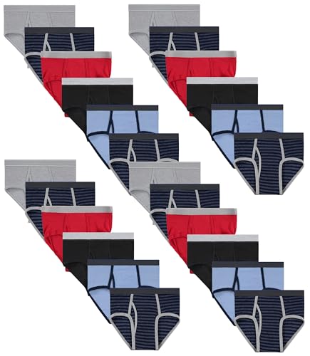 BILLIONHATS 24 Pack Boys Cotton Underwear Briefs, Assorted Colors Underpants for Children, Bulk Brief Wholesale Donation Homeless Charity Packs (Medium)