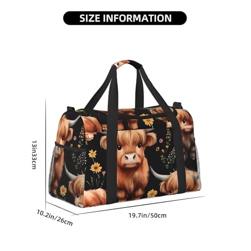 Highland Cow Print Daily essentials Large Capacity Hand Carry Bag for Weekend Getaways style Bags4