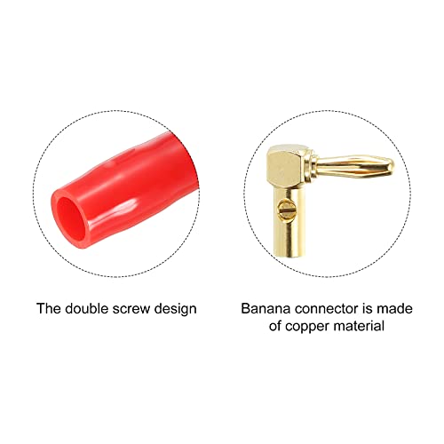 PATIKIL Banana Plugs 90 Degree Speaker Banana Plugs Screw Type 4mm Gold-Plated Copper Red Black for Speaker Wires Sound Systems - Image 3