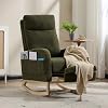 Modern Accent Rocking Chair Rocking Chair with Solid Wood Legs, Upholstered Nursery Glider Rocker, Comfy Armchair with Side Pocket, Living Room Lounge Arm Chair with High Backrest Dark green1