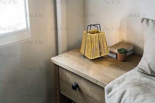 Image of Made in India Eco-Friendly Jute Table Lamp for Bedroom | Modern Minimalist Bedside Lamp with Metal Frame | Aesthetic Night Lamp for Living Room Decor | E27 Holder