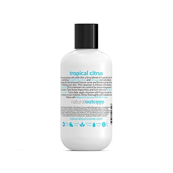 natural outcome Oily Skin Cleanser | Oil Control Daily Face Wash | Pore Hydrating Non-Greasy Cleansing Gel with Purifying Citrus Extracts for Oily Skin Types | Sulfate & Cruelty Free | 8 oz