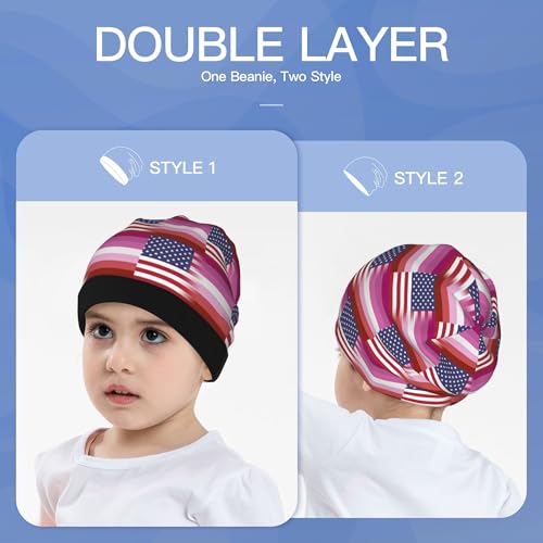 American Lesbian Flag Kids Leisure Elastic Knitted Hat Junior Large Size Knit Cap Child Beanie Black3