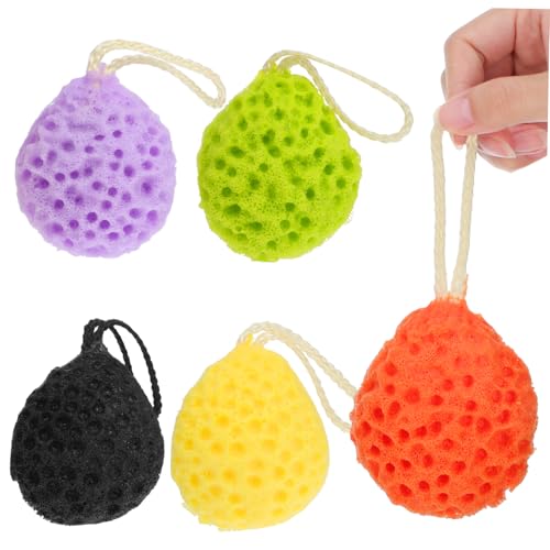 ARTSEWPLY 5 Piezas Esponjas de Baño Coloridas con Colgador Exfoliantes Duraderas para Limpieza Corporal y Ducha Accesorio Esencial para Cuidado Color Aleatorio