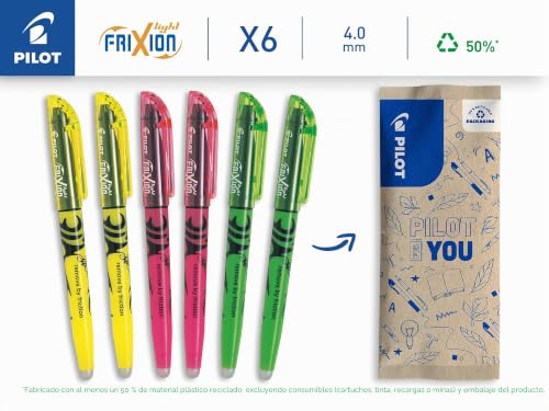 Miniatura 2 de Pilot Frixion Light - Rotulador Borrable 6 Unidades, Amarillo Neón, Rosa Neón, Verde